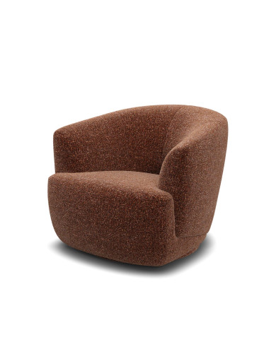 Fauteuil design arrondi NIDO tissu ELOA Cognac Les Jardins du Sud