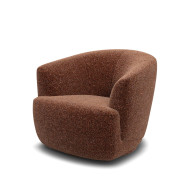 Fauteuil design arrondi NIDO tissu ELOA Cognac Les Jardins du Sud