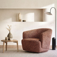 NIDO rounded armchair ELOA Cognac fabric Les Jardins du Sud