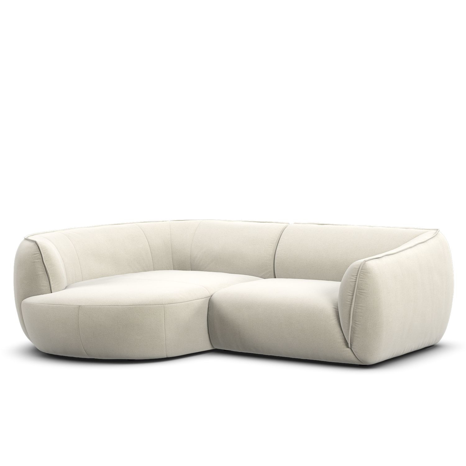 ONDA sofa with left freechair in WIONA White fabric Les Jardins du Sud
