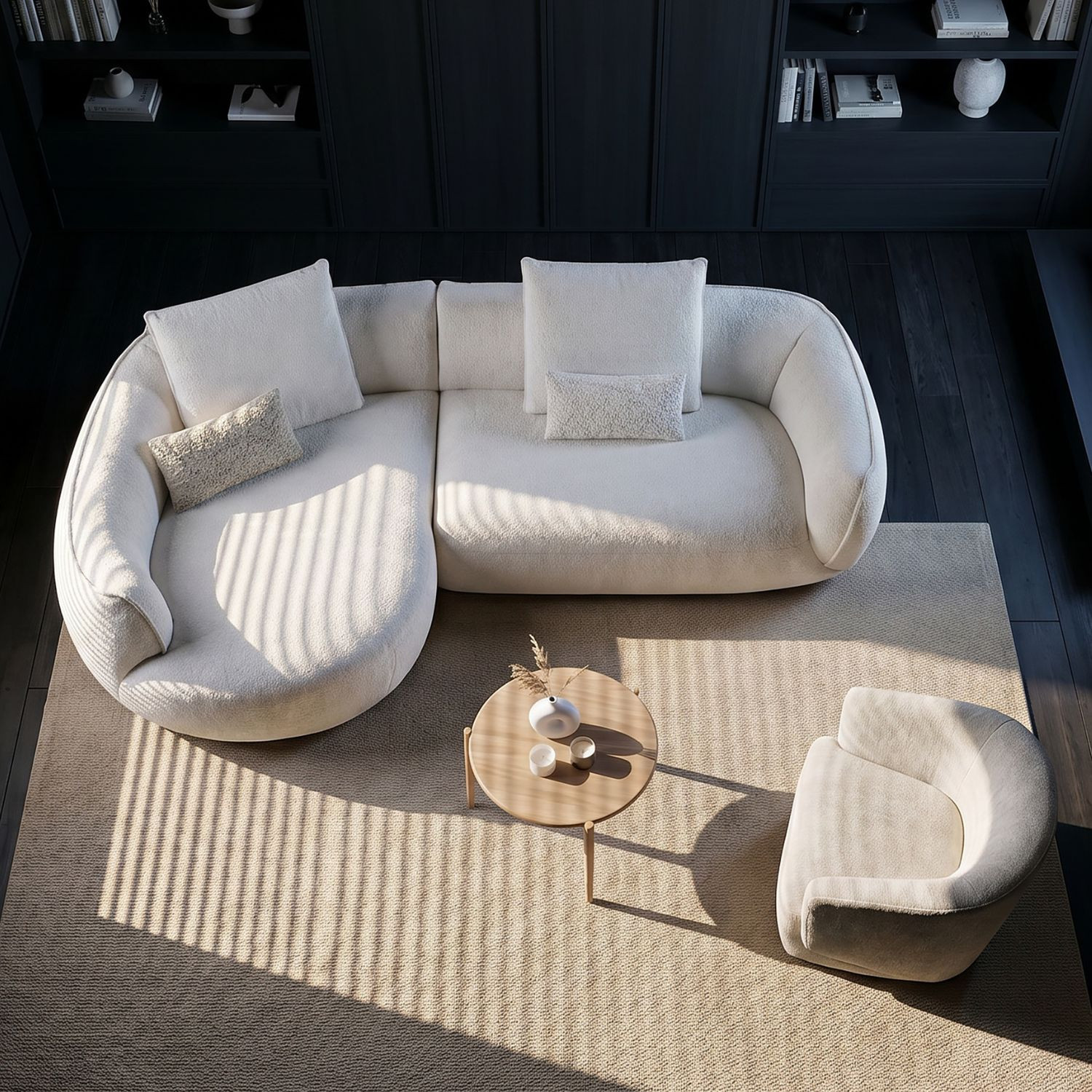 Canapé avec freechair ONDA tissu WIONA White Les Jardins du Sud